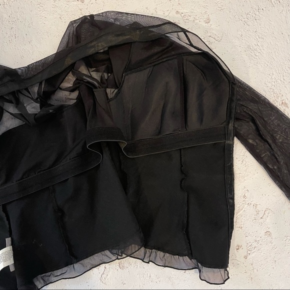 Papillon Blanc Black Long Sleeve Corset Sheer Top Medium - Picture 7 of 7